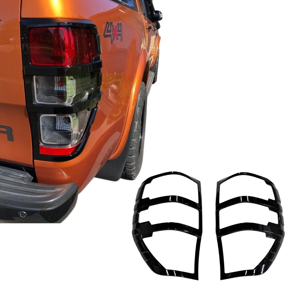 Gloss Black Tail Rear Light Trim Cover Protector Suits Ford Ranger PX1 PX2 PX3 2012-2020