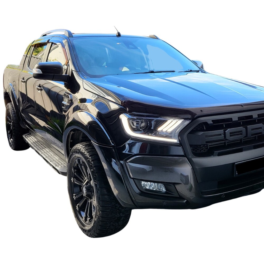 GLOSS BLACK FENDER FLARES FITS FORD RANGER PX2 2015-2018 WITH ADHESIVE TAPE