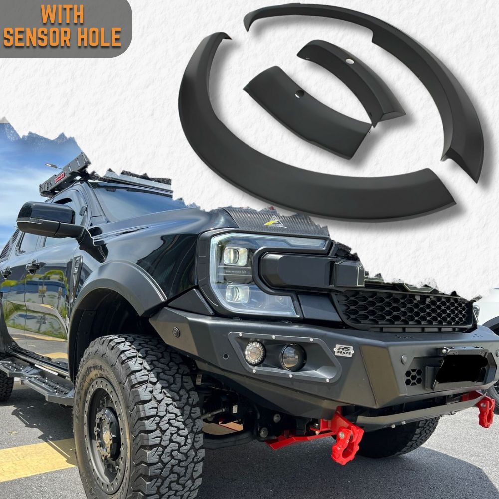 Front Matte Black OEM Fender Flares With Sensor Fits Ford Ranger Wildtrak Next Gen 2022 + MY22 Dual Cab