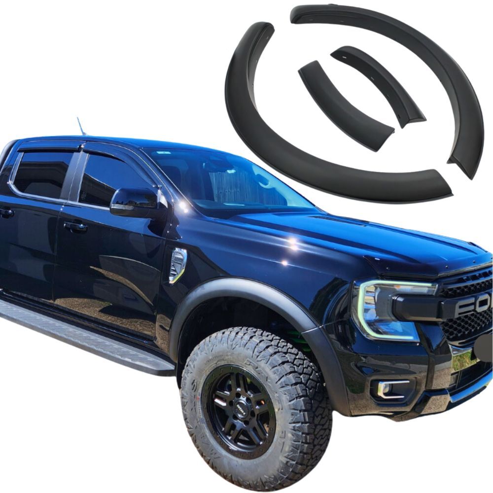 Front Fender Flares Thin Slim Matte Black Guard Fits Ford Ranger Next Gen 2022 onwards MY22 Dual Cab XL XLT Sport