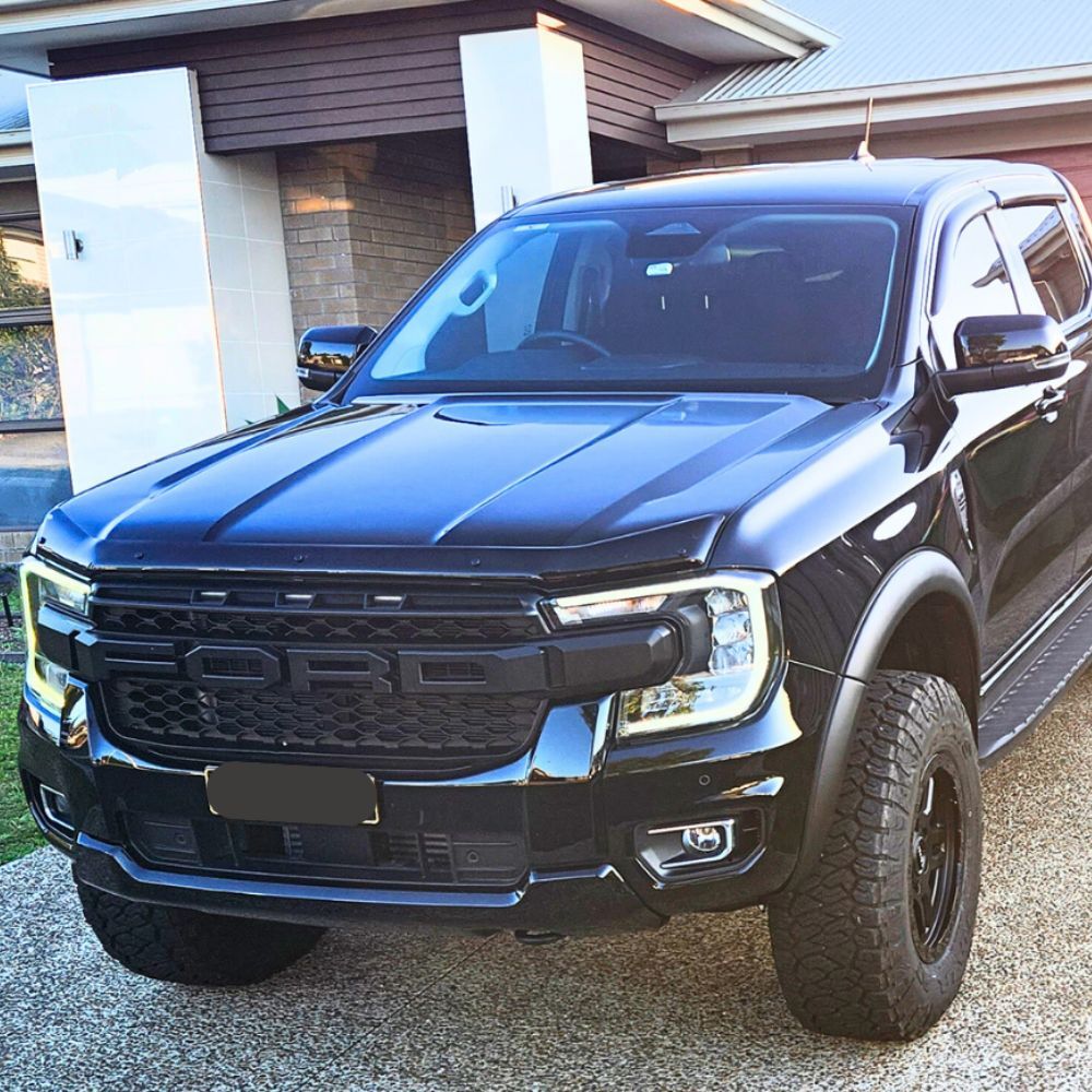 Front Fender Flares Thin Matte Black Guard Trim Fits Ford Ranger Next Gen Wildtrak 2022 + MY22 Dual Cab With Sensor hole