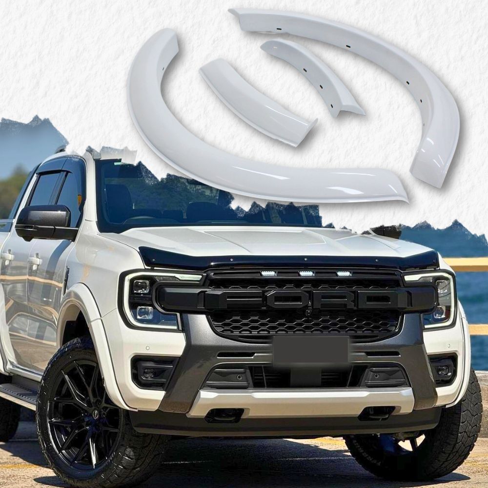 Front Slim OEM Style Thin Fender Flares Gloss White Suits Ford Ranger Next Gen 2022 Onwards Dual Cab MY22 Dual Cab XL XLT Sport