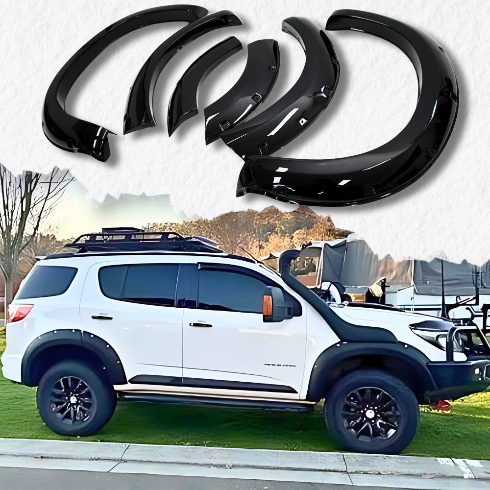 Pocket Style Gloss Black Fender Flares Suit Holden Trailblazer Wagon SUV 2016 - 2022