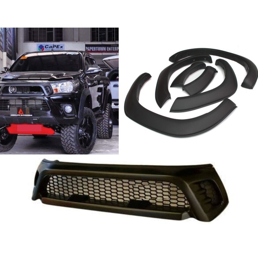 Cobra 4x4 OEM Matte Black Fenders Flares & Grill suitable for Toyota Hilux 2015 - 2018 SR SR5 TRD