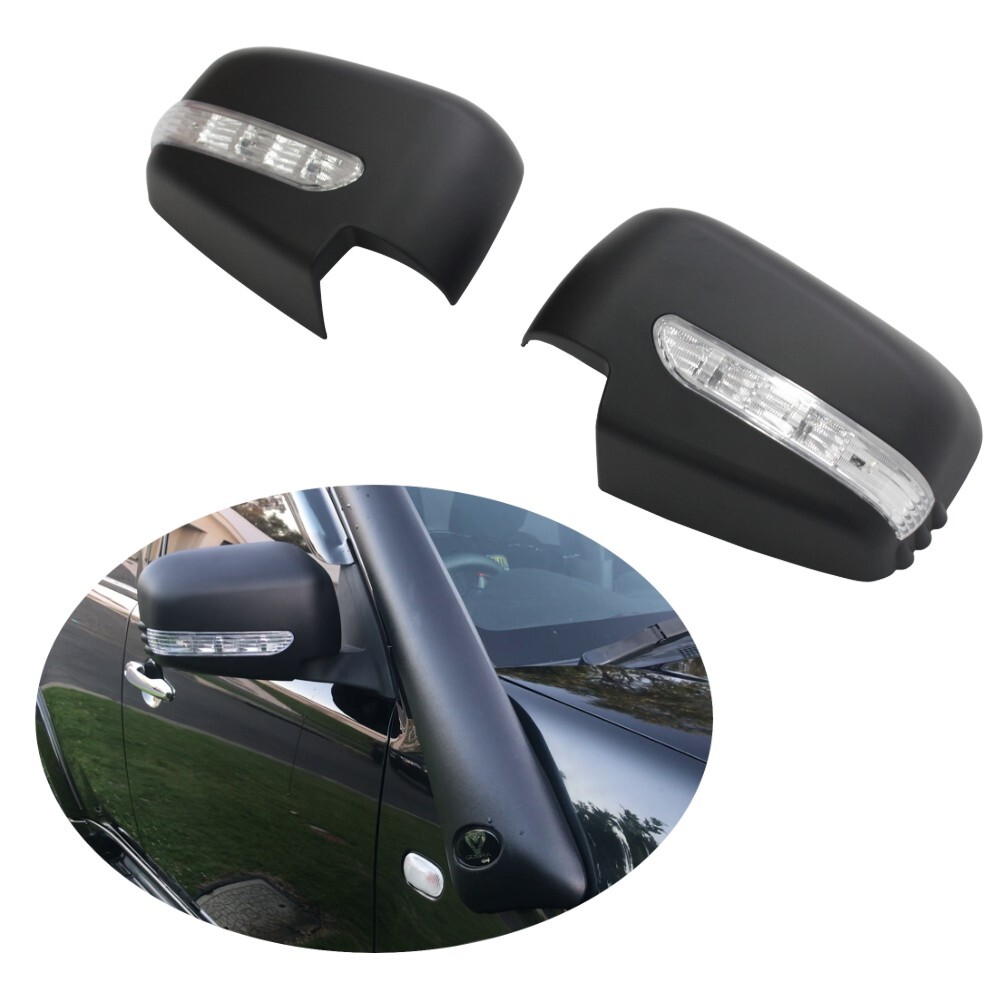 Matte Black Mirror Covers suitable for Mistubishi Triton MN ML 2006 - 2014  With LED Indicator Challenger PB