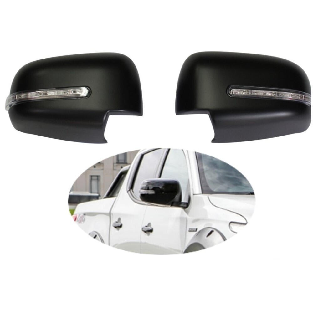 Matte Black Mirror Covers with LED fits Mitsubishi Triton 2015 2016 2017 2018