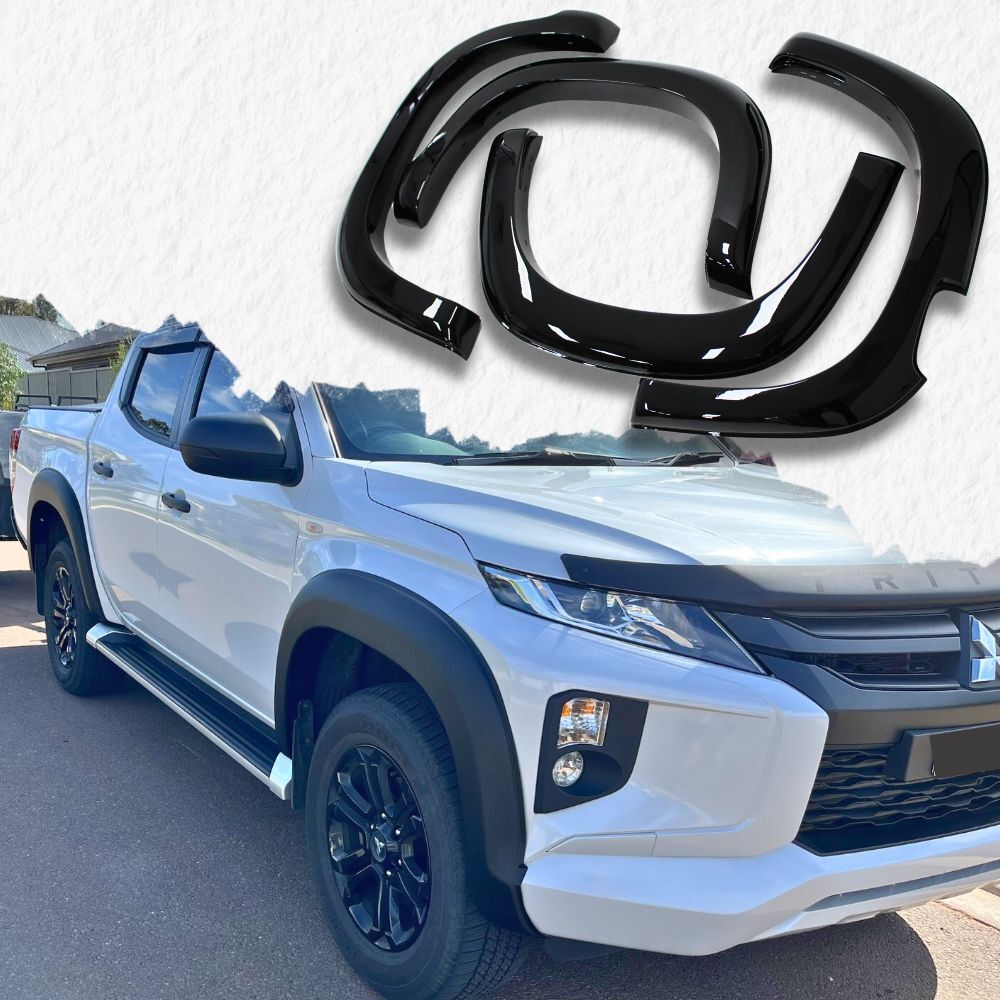 OEM Style Gloss Black Flares Suits Mitsubishi Triton MR 2019 - 2023 Dual Cab