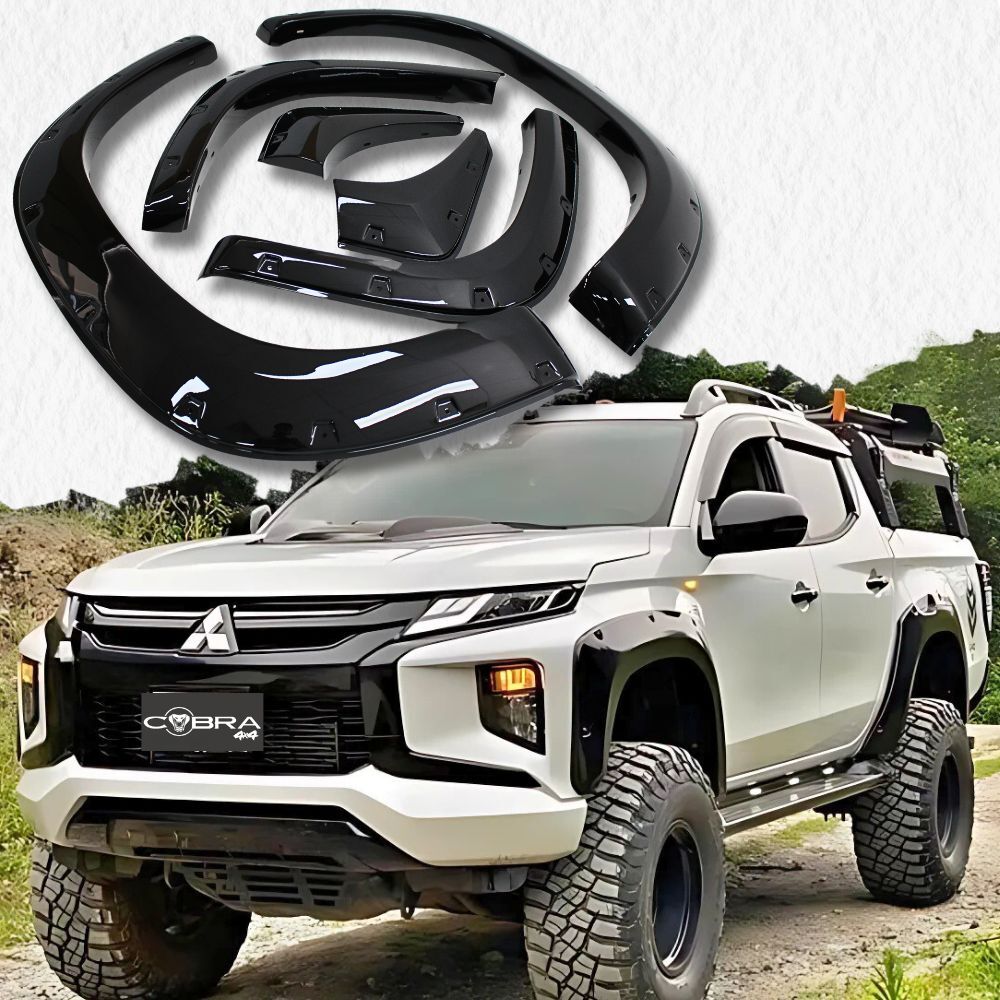 Pocket Style Gloss Black Fender Flares Suits Mitsubishi Triton MR 2019 - 2023