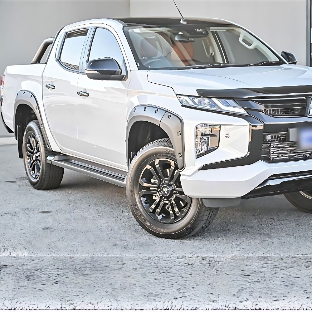 Pocket Style Smooth Matte Black Fender Flares Suits Mitsubishi Triton MR 2019 - 2022 with Adhesive tape