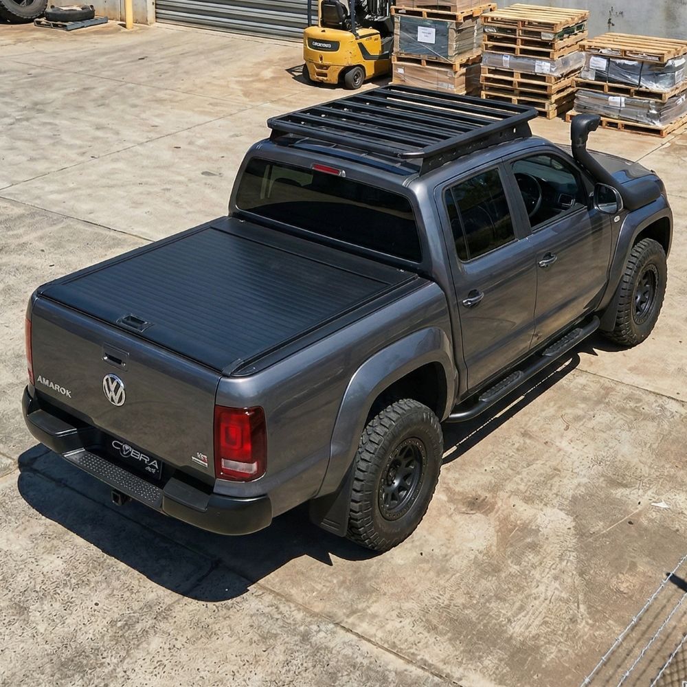 Cobra 4X4 M-Spec Retractable Roller Shutter fits VW Amarok 2010 - 2022 Tub Manual Tonneau Roll Cover Black