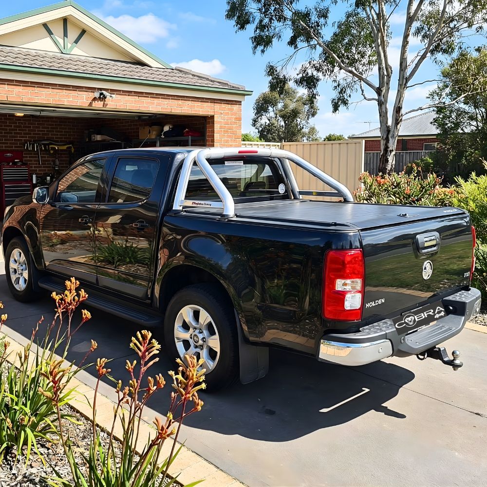 Cobra 4X4 M-Spec Retractable Roller Shutter fits Holden Colorado 2012 Onwards Dual Cab Tub Manual Tonneau Roll Cover Black