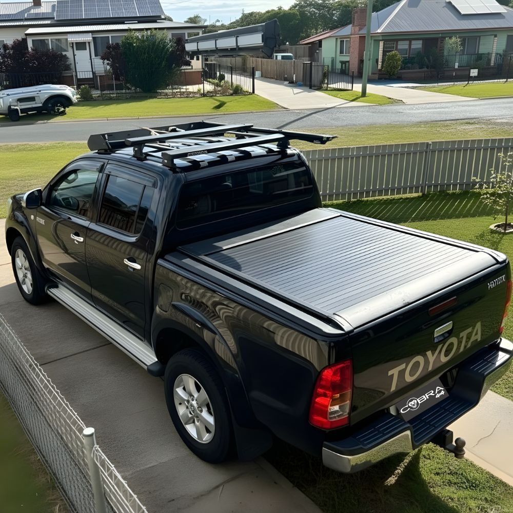 Cobra 4X4 M-Spec Electric Retractable Roller Shutter fits Hilux Dual Cab SR5 N70 2005 - 2015 Tub Tonneau Roll Cover Black Lid
