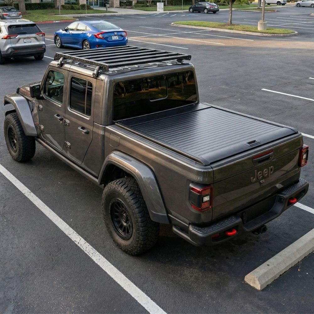 Cobra 4X4 M-Spec Retractable Roller Shutter fits Jeep JT Gladiator Tub Manual Tonneau Roll Cover Black Lid