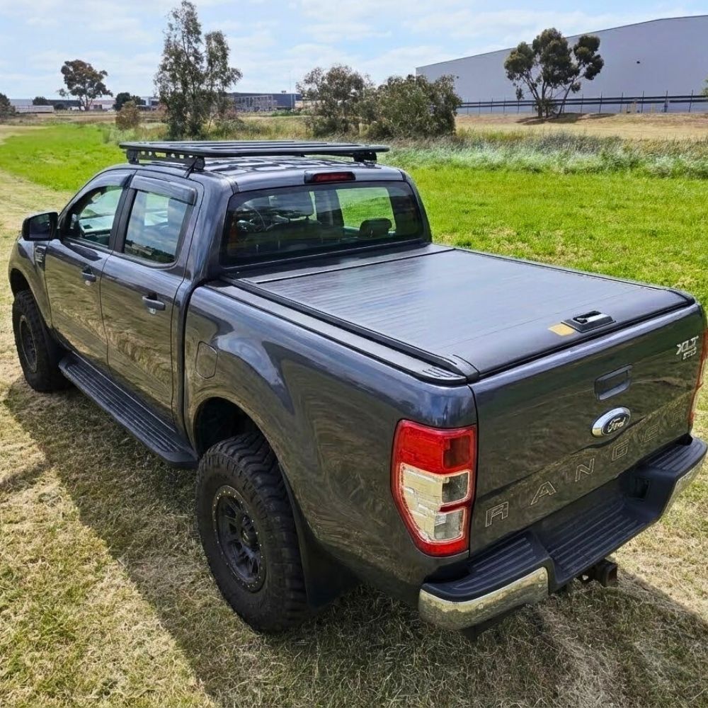 Cobra 4X4 M-Spec Retractable Roller Shutter fits Ford Ranger PX PX2 PX3 2012 - 2021 Tub Manual Tonneau Roll Cover Black