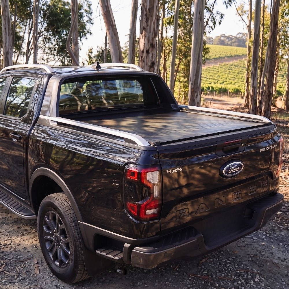 Cobra 4X4 M-Spec Retractable Under Rail Electric Roller Shutter fits Ford Ranger Next Gen 2022 + MY22 Tub  Tonneau Roll Cover Black