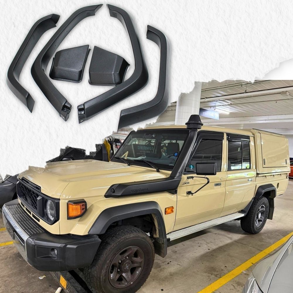 OEM Style Matte Black Textured Fender Flares Suit Landcruiser 79 Series 2024 Onwards Dual Cab Tub Well Body Guard Finish