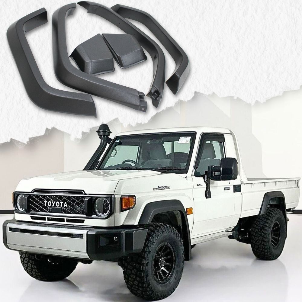 80CM Wide OEM Style Matte Black Textured Fender Flares Suit Landcruiser 79 Series 2024 Onwards Single Cab Tub Well Body Guard