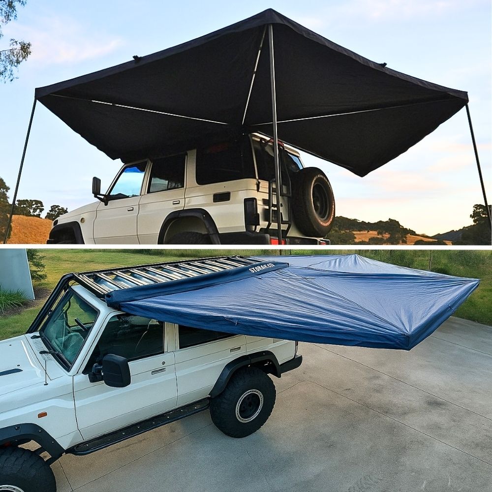 270 Degree Freestanding Fox Awning Grey Passenger Side 2.5M 600D Oxford Ripstop Fabric Waterproof 