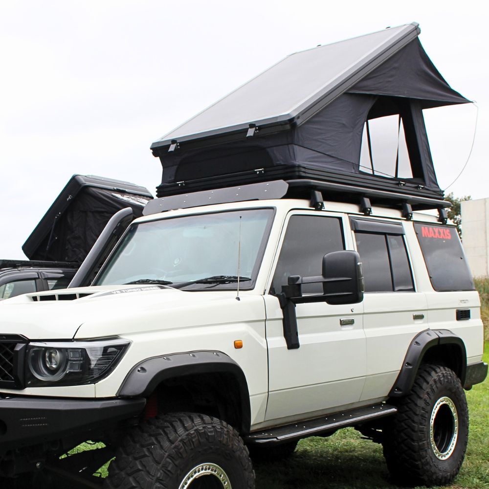 Cobra 4x4 Tourer 130 Roof Top Triangle Tent Aluminium Alloy Hardshell 2 Person 320G Poly Cotton Ladder