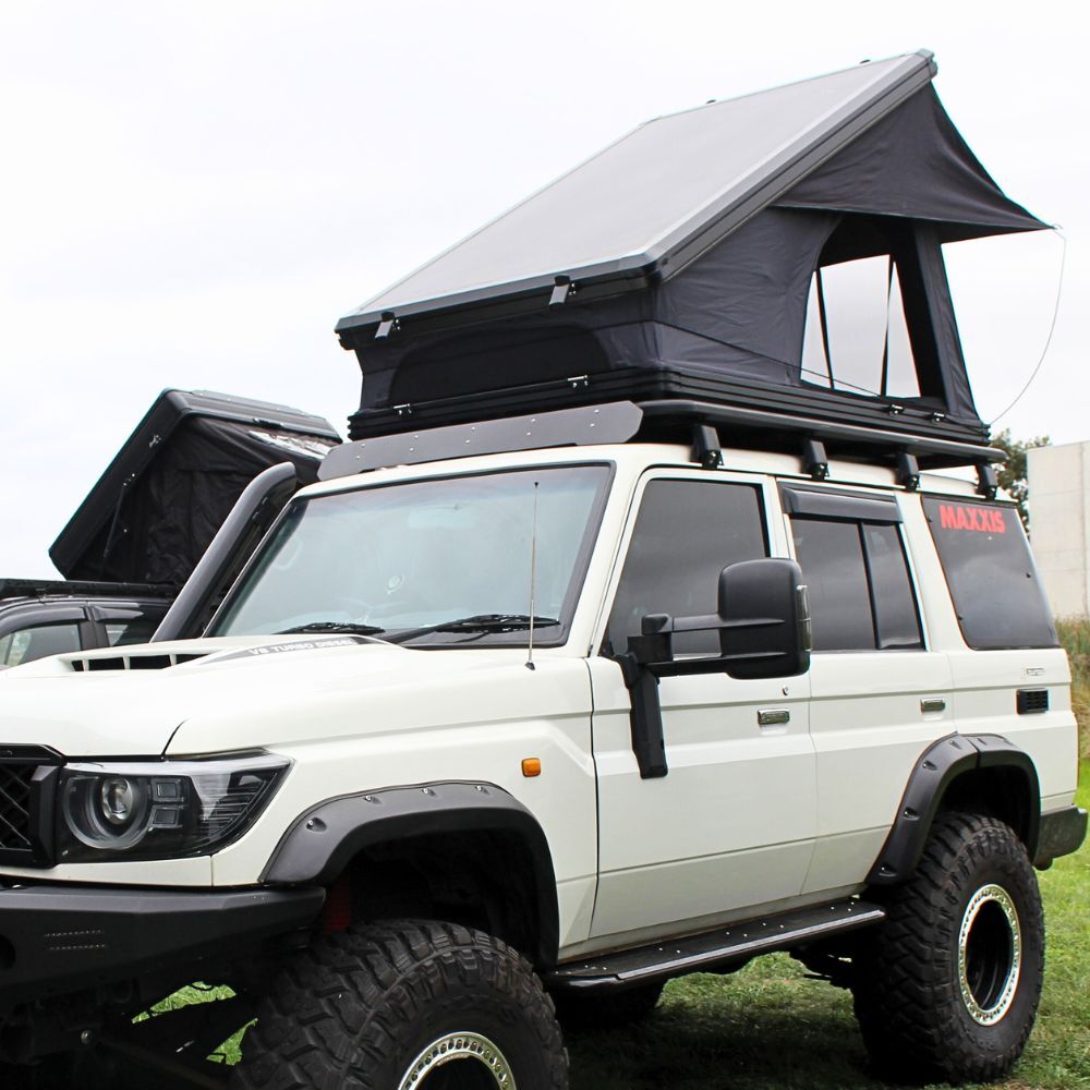 Cobra 4x4 Tourer 130 Roof Top Triangle Tent Aluminium Alloy Hardshell 2 Person 280G Poly Cotton Ladder