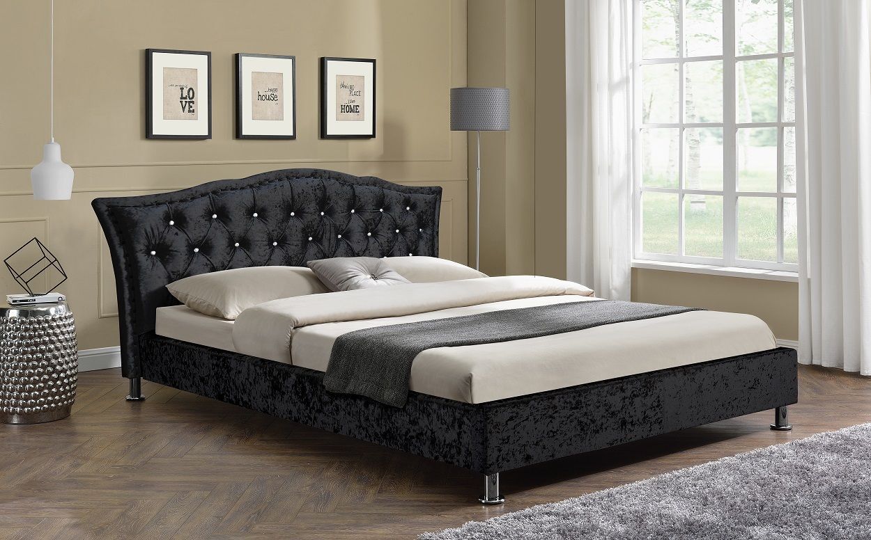 Fiorella Velvet Queen Black Bed