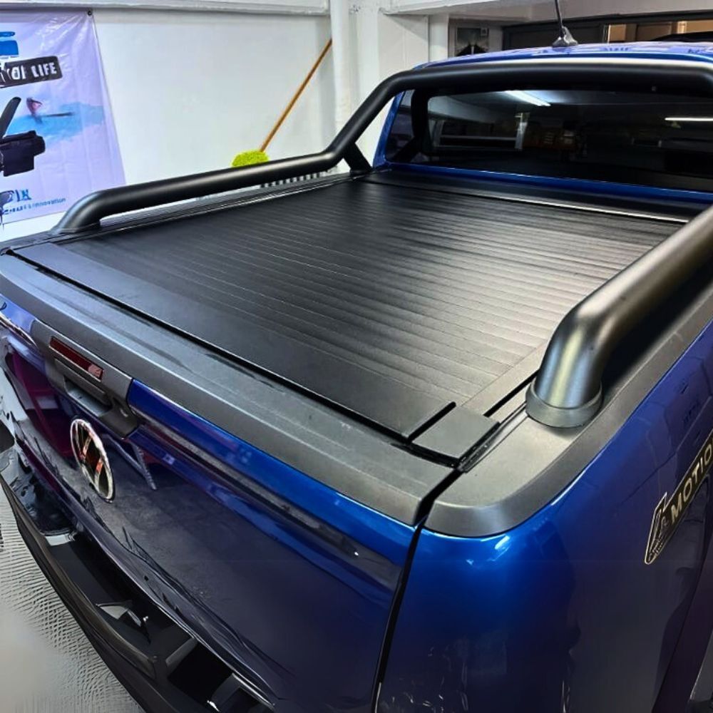 Retractable Under Rail Manual Roller Shutter fits Volkswagen Amarok Next Gen 2023 Onwards Tub Tonneau Roll Cover Black Aluminium Dual Cab