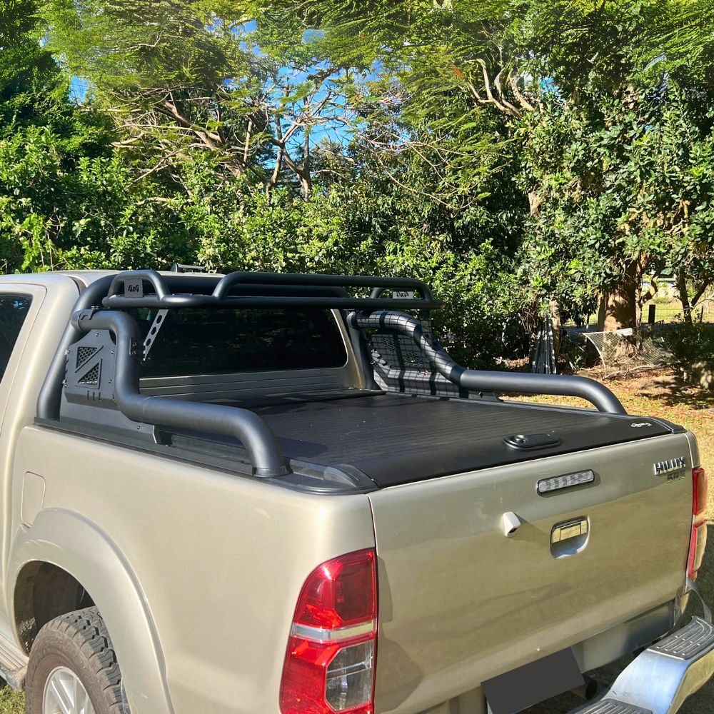 Cobra 4X4 Retractable Roller Shutter fits Hilux Dual Cab SR SR5 N70 2005 - 2015 Tub Manual Tonneau Roll Cover Black