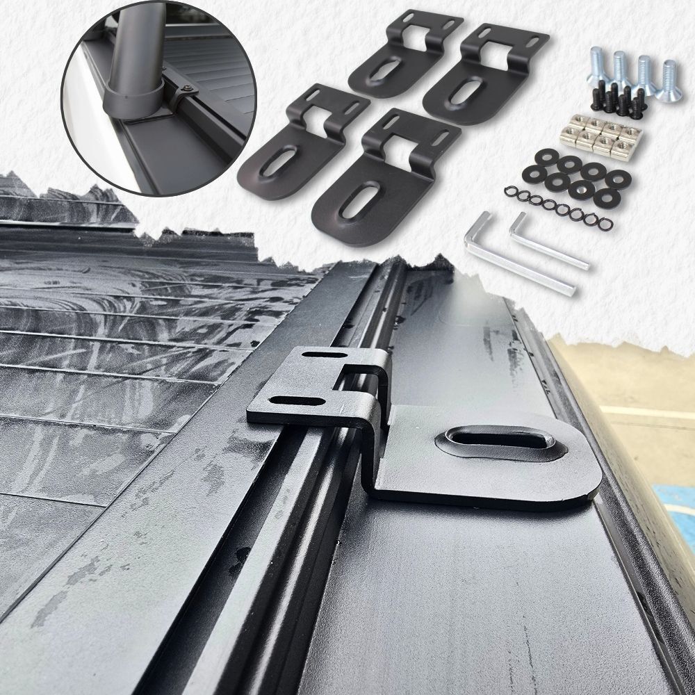 15mm High Sportsbar Tub Rack Adapter Brackets Suit Roller Shutter With Channels Sports Bar Black Powder Coated Steel