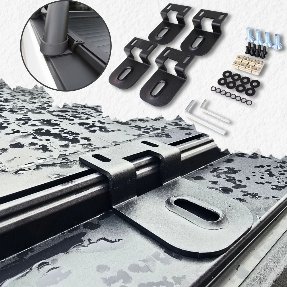 25mm High Sportsbar Tub Rack Adapter Brackets Suit Roller Shutter With Channels Sports Bar Black Powder Coated Steel
