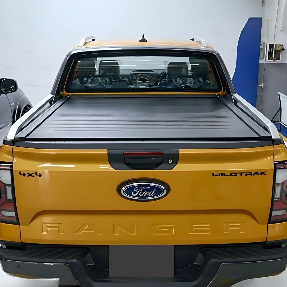 Retractable Under Rail Manual Roller Shutter fits Ford Ranger Next Gen 2022 + MY22 Tub Tonneau Roll Cover Black Aluminium Dual Cab