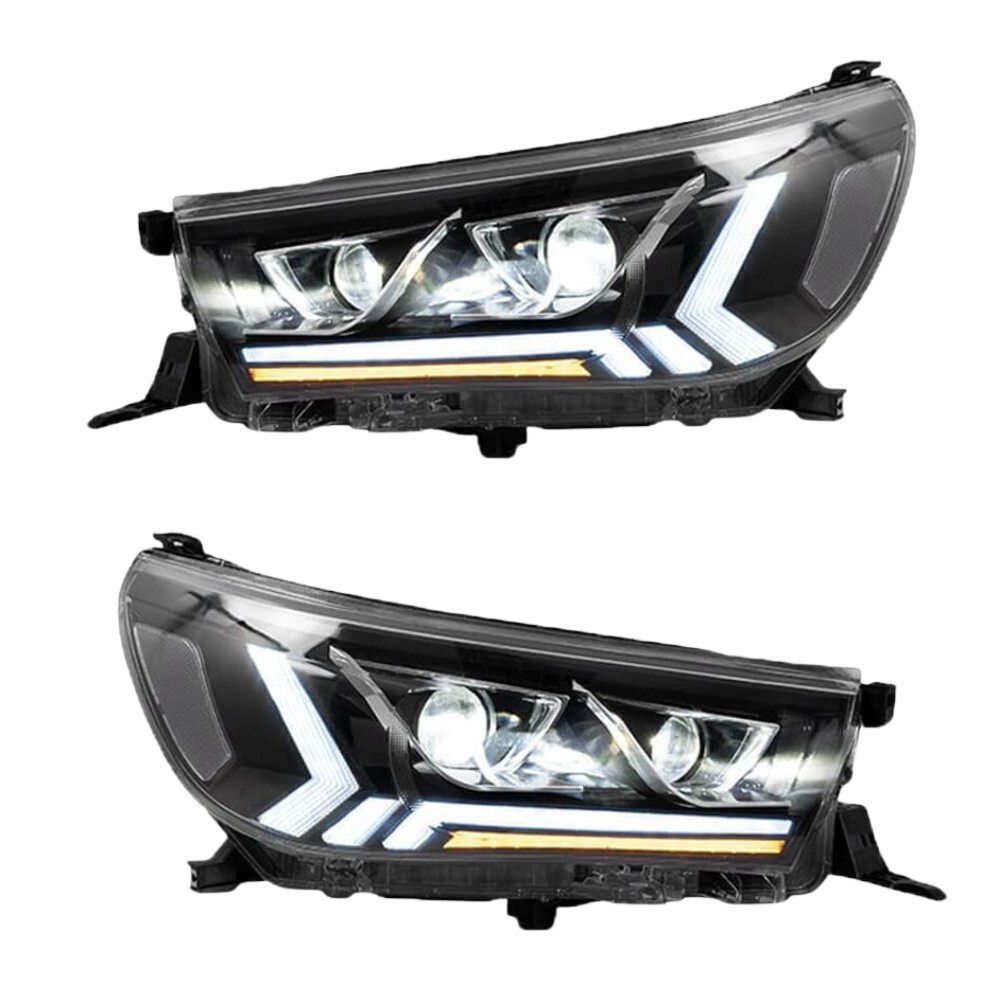 DRL LED Head Lights Lamp Suits Toyota Hilux 2015 - 2019 SR SR5 Projector Headlights Pair Front 