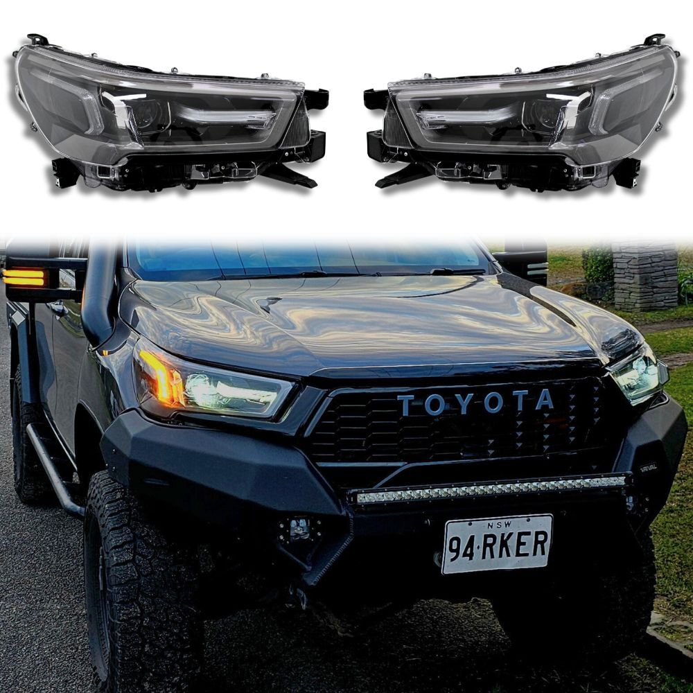 DRL LED Head Lights Lamp Suits Toyota Hilux 2021 Onwards SR5 N80 Rogue Rugged X Projector Headlights Pair Front