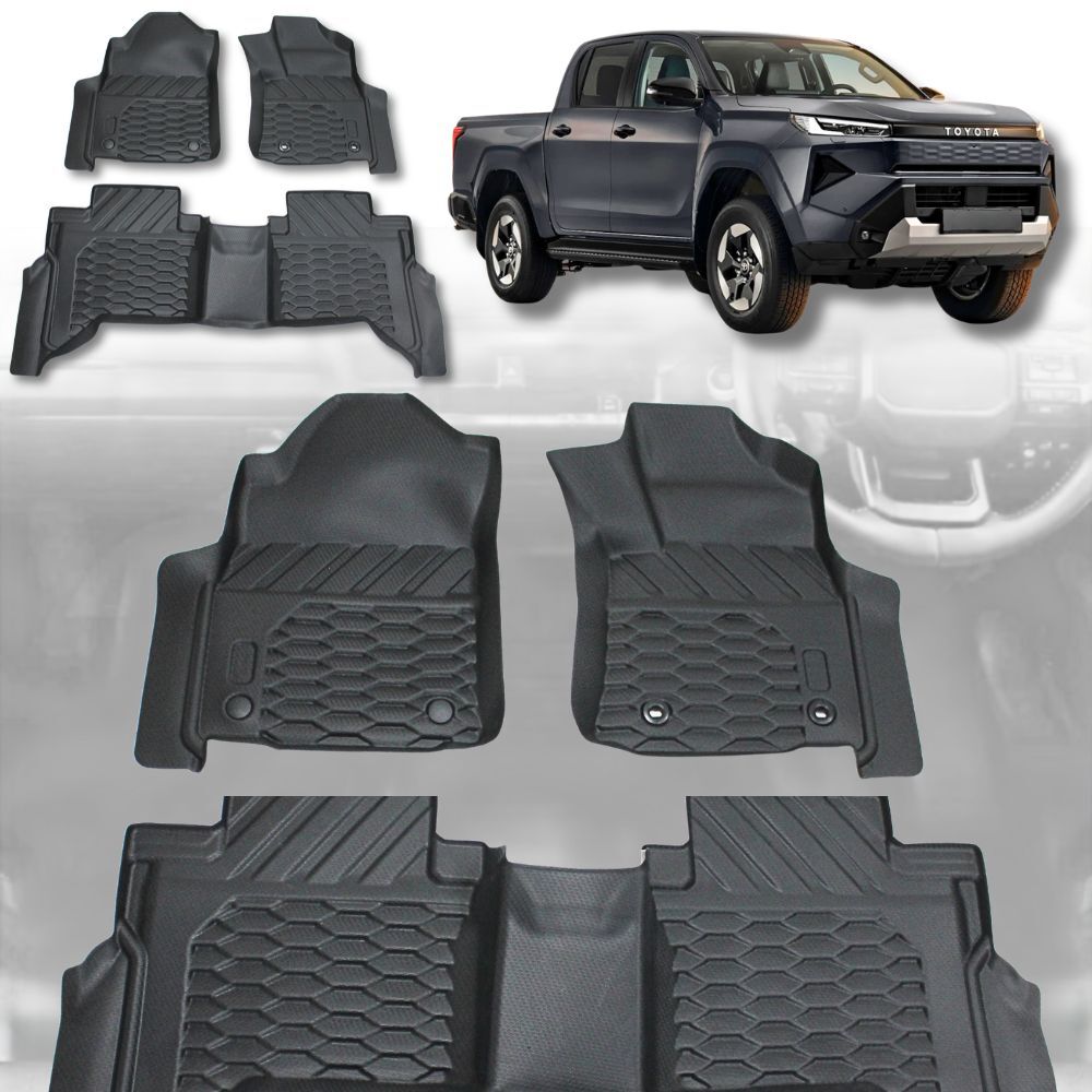 5D TPE Floor Mats Liner Suits Hilux N90 2026 Onwards Dual Cab 3D