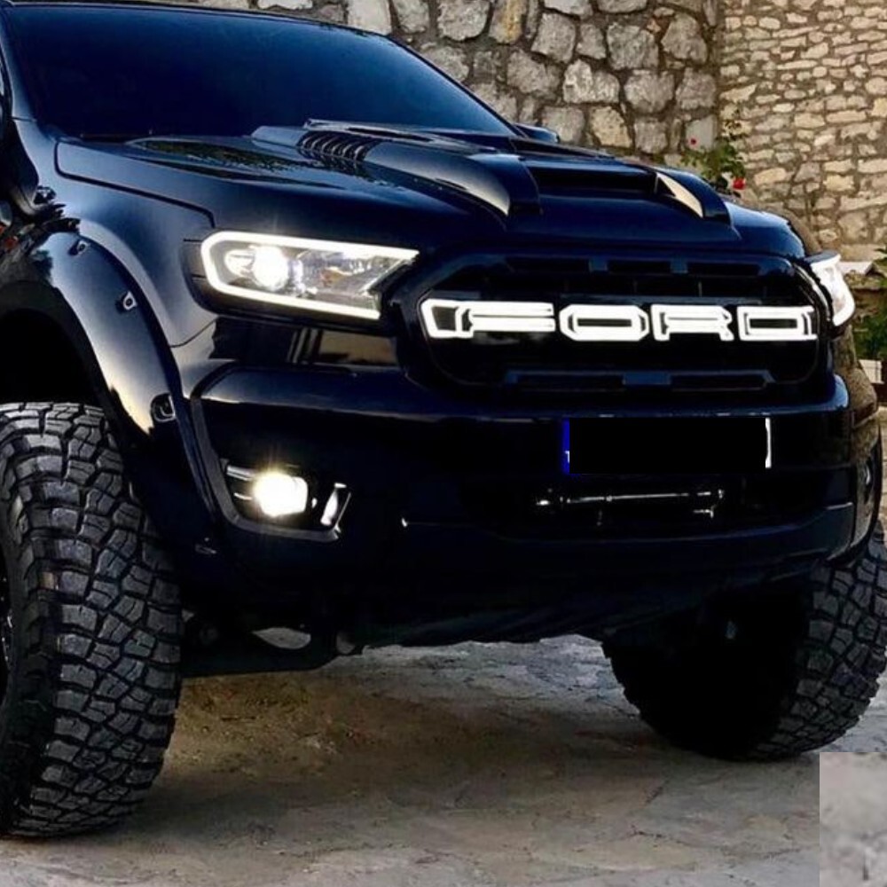 Matte Black LED Head Light Lamp Cover Trim For Ford Ranger PX2 PX3 2015 - 2020 