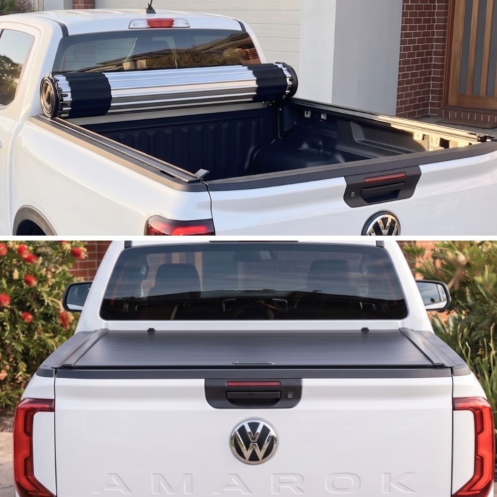 Premium Hard Rolling Tub Bed Cover fits Volkswagen Amarok Next Gen 2023 Onwards Roll Up Tonneau Black Lid