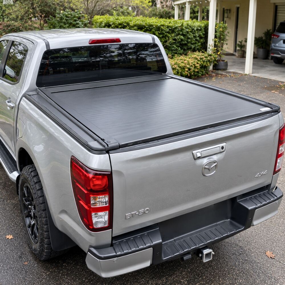 Premium Plus Cobra 4x4 Electric Retractable Roller Shutter fits Mazda BT50 2021 Onwards Tub Tonneau Roll Cover Black Lid