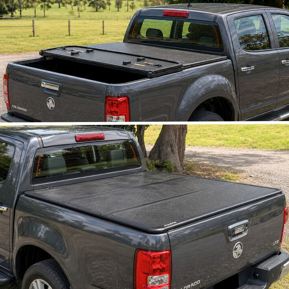 Premium Trifold Aluminium Foldable Hard Tub Lid Tonneau Cover Fits Holden Colorado 2016 Onwards