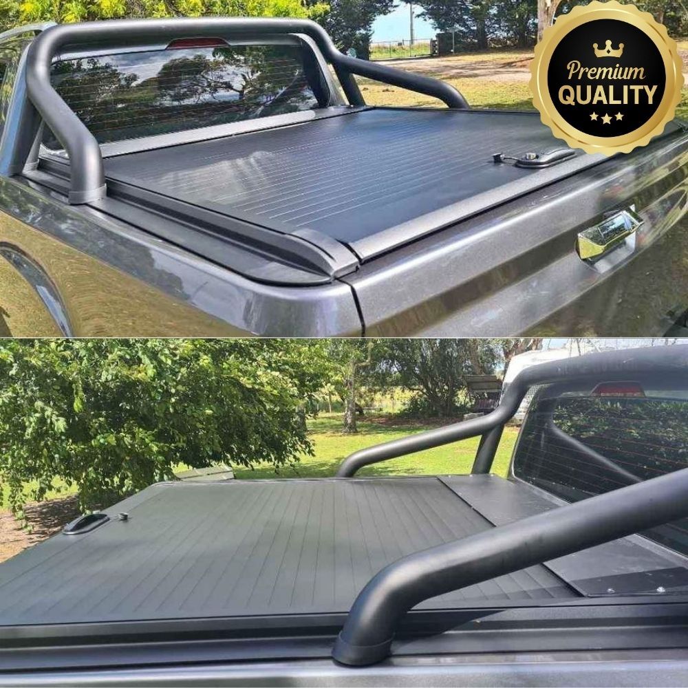 Premium Cobra 4x4 Retractable Roller Shutter fits Isuzu Dmax Dual Cab 2012 - 2023 Tub Manual Tonneau Roll Cover Black