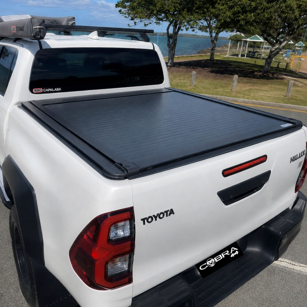 Premium Plus Cobra 4x4 Electric Retractable Roller Shutter fits Toyota Hilux 2015 Onwards SR5 N80 Tub Tonneau Roll Cover Black Lid