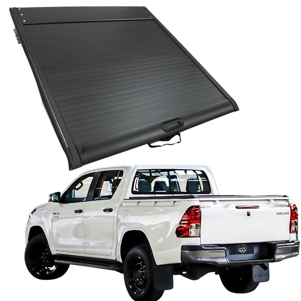 Premium Cobra 4x4 Retractable Roller Shutter fits Hilux 2015 - 2024 SR and Workmate J-deck Models Tub Manual Tonneau Roll Cover Black
