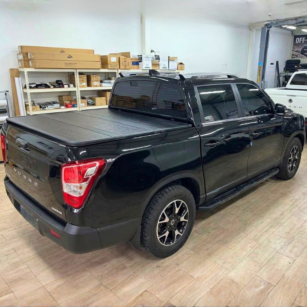 Premium Trifold Aluminium Foldable Hard Tub Lid Tonneau Cover Fits SsangYong Musso 2018 Onwards SWB Short Wheel Base