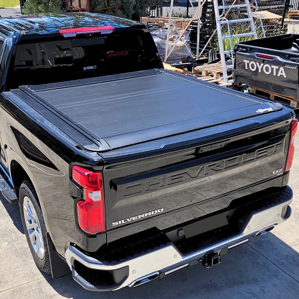 Premium Cobra 4x4 Electric Retractable Roller Shutter fits Silverado 1500 2014 Onwards Tub Tonneau Roll Cover Black Lid