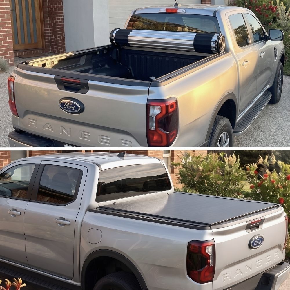 Premium Hard Rolling Tub Bed Cover fits Ford Ranger Next Gen 2022 + MY22 Roll Up Tonneau Black Lid