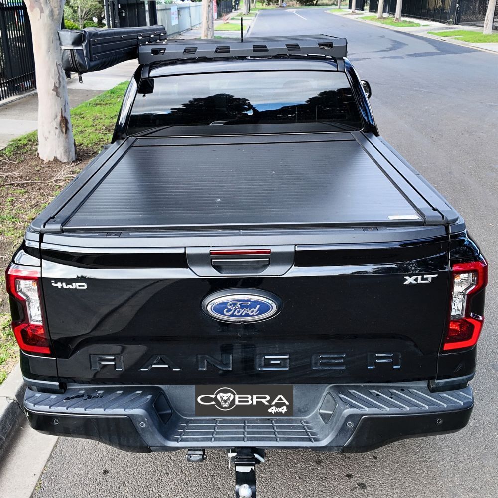 Premium Plus Cobra 4x4 Electric Retractable Roller Shutter fits Ford Ranger Next Gen 2022 Onwards Tub Tonneau Roll Cover Black Lid