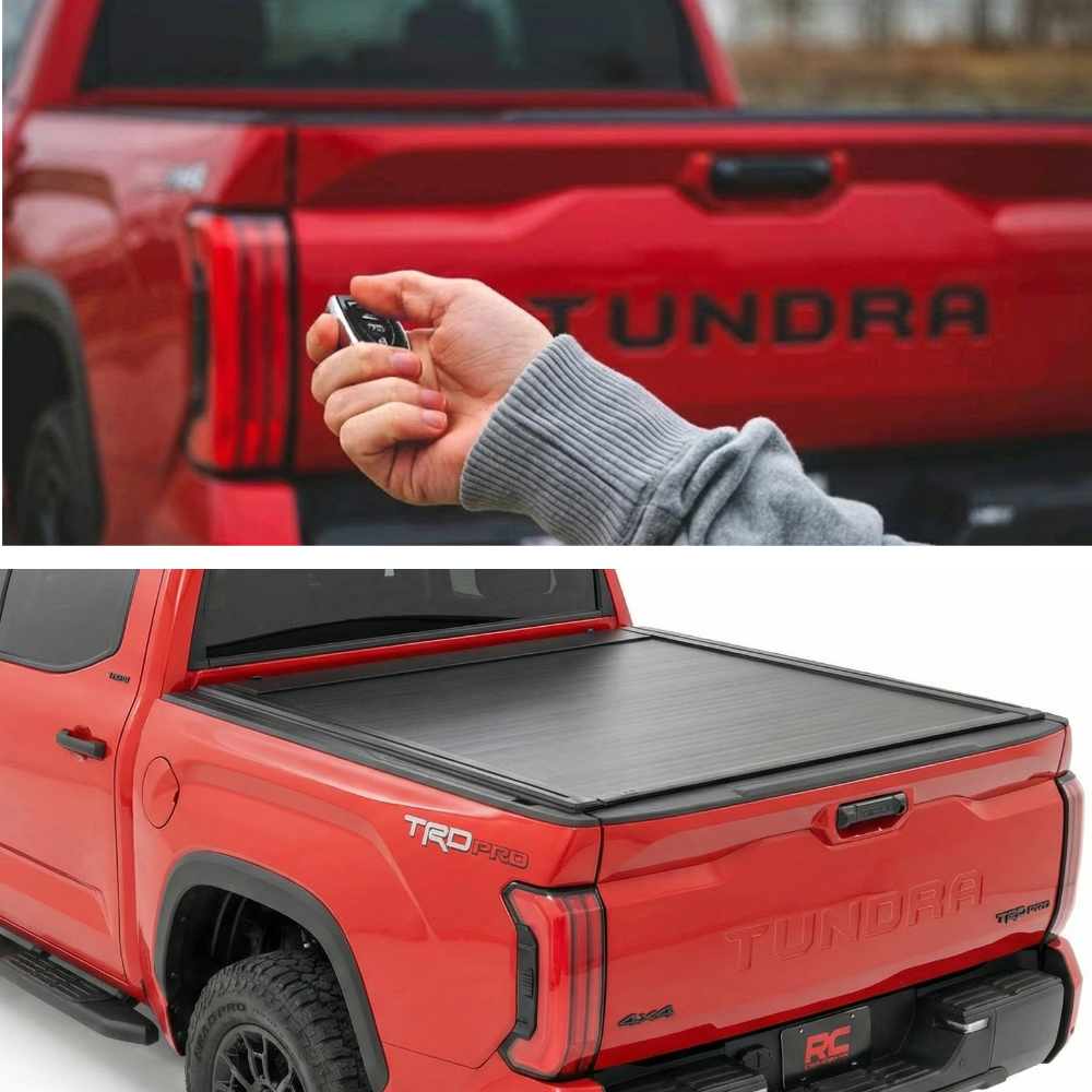 Premium Plus Cobra 4x4 Electric Retractable Roller Shutter fits Toyota Tundra 2022 - 2026 Tub Tonneau Roll Cover Black Lid