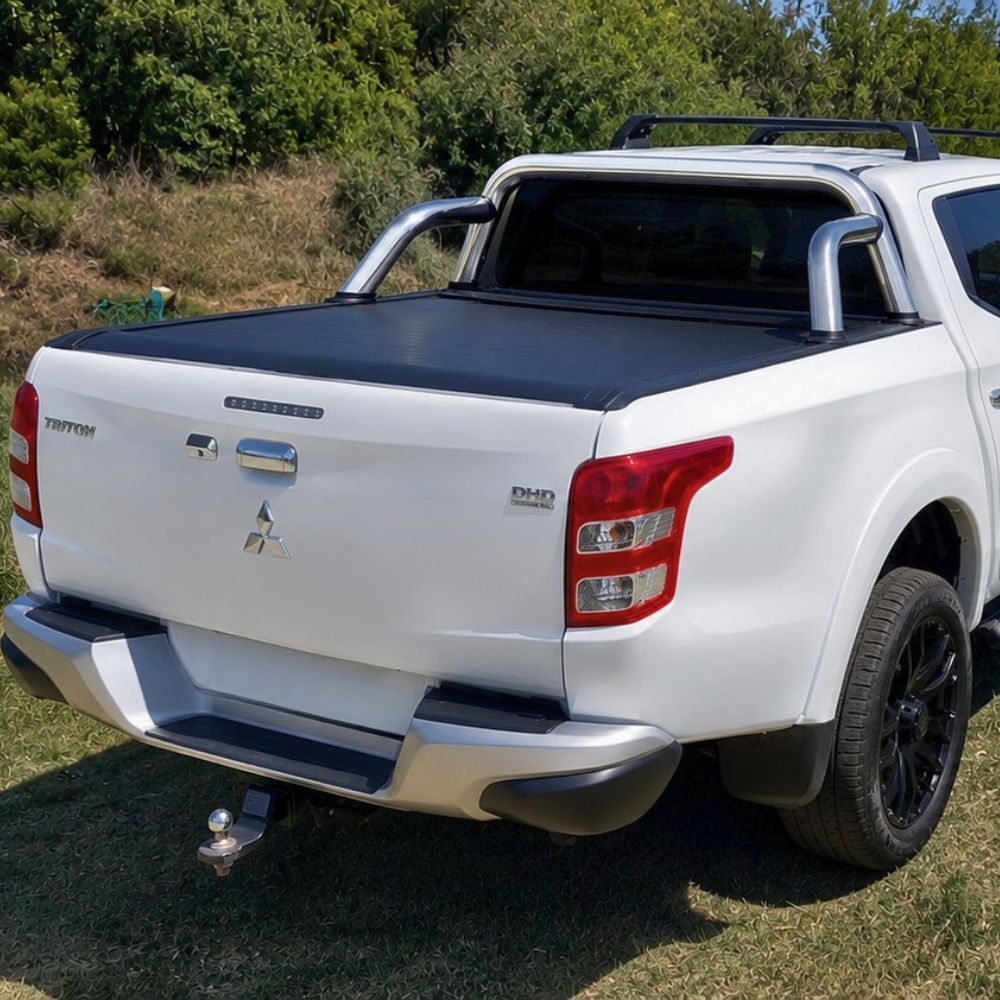 Premium Cobra 4x4 Electric Retractable Roller Shutter fits Triton Dual Cab MQ MR 2015 Onwards Tub Tonneau Roll Cover Black Lid