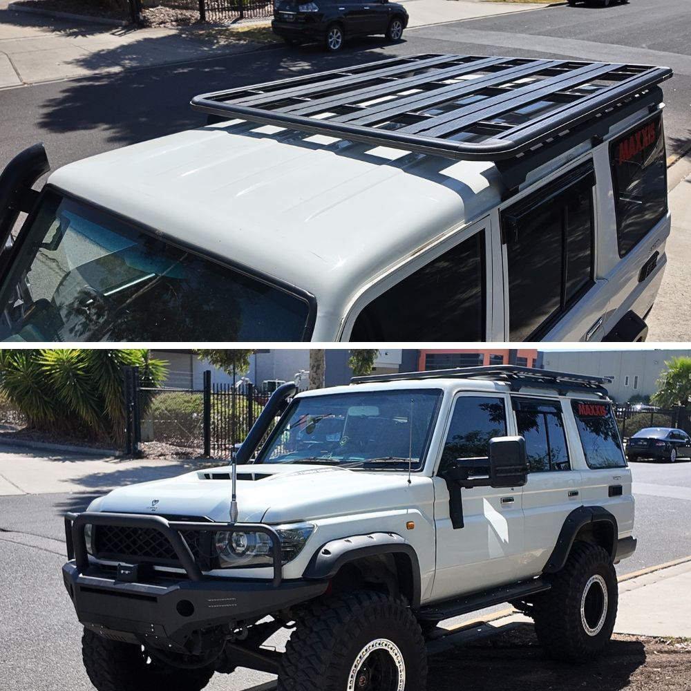 Cobra 4x4 Flat Aluminium 3/4 Roof Rack 180 x 142cm Fits Landcruiser 76 Series Steel Brackets Half