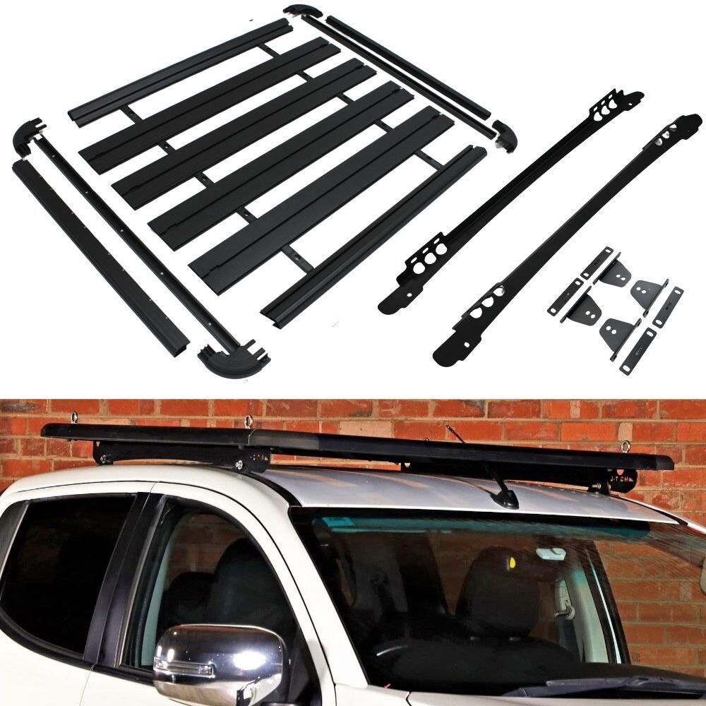 Unassembled Flat Roof Rack Aluminium Platform Steel Brackets Fits Mitsubishi Triton MQ MR 2015 - 2023