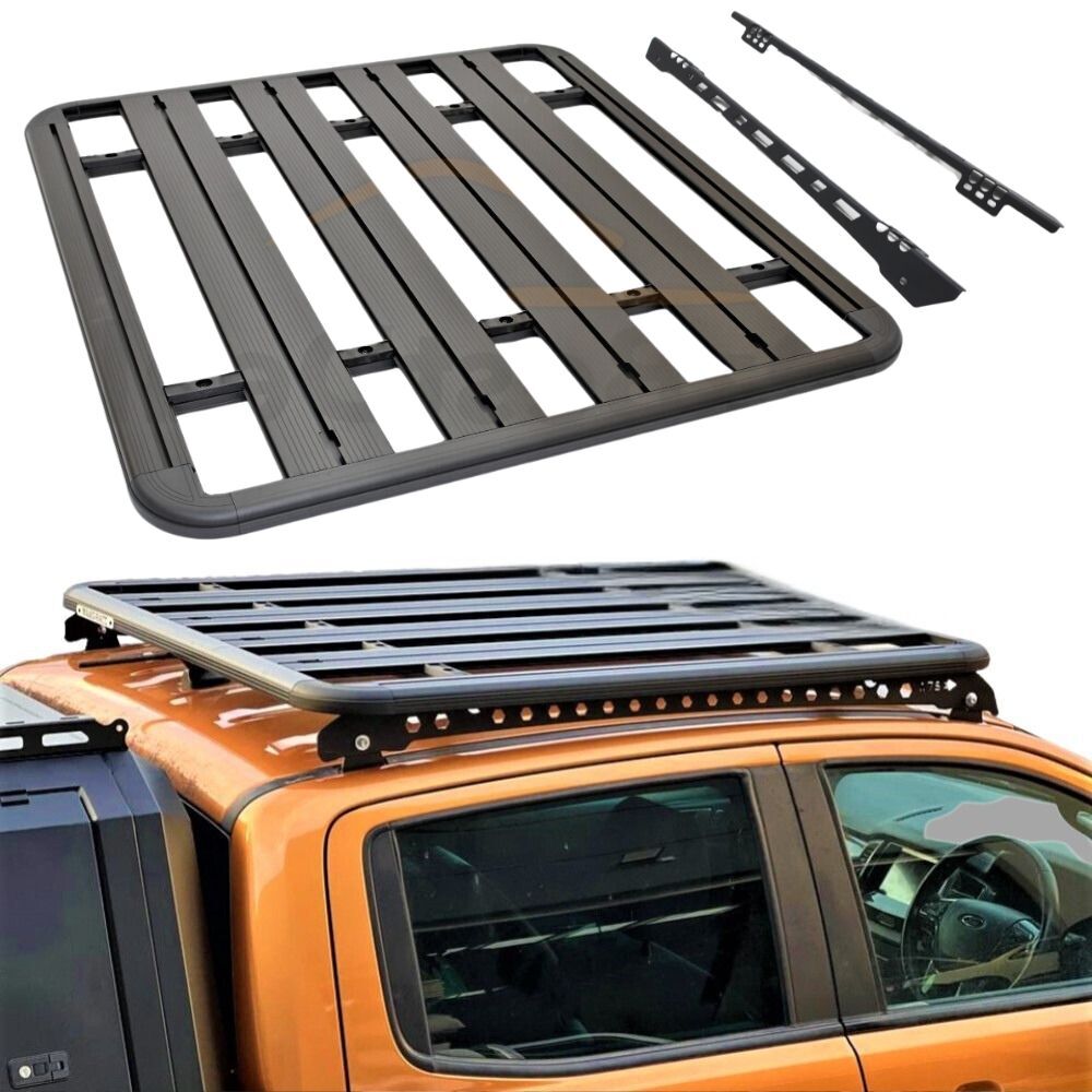 Unassembled Flat Roof Rack Aluminium Platform Steel Hexagon Brackets Fits Hilux Ranger Triton Navara 