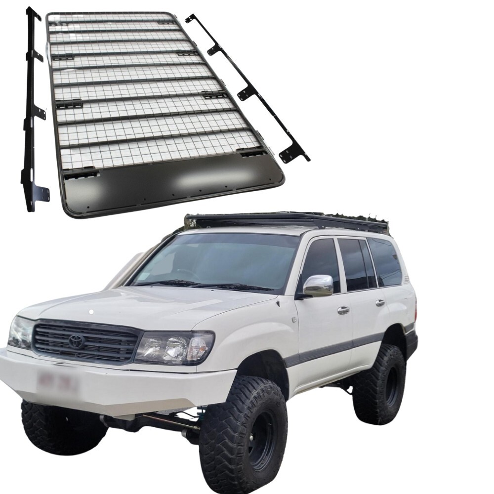 Flat Roof Rack Platform fits Landcruiser 100 105 Series 220cm x 125cm Brackets Steel Rack